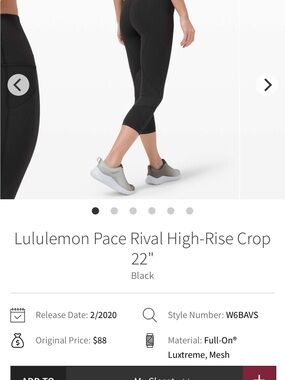 Like new Lululemon Pace Rival crop